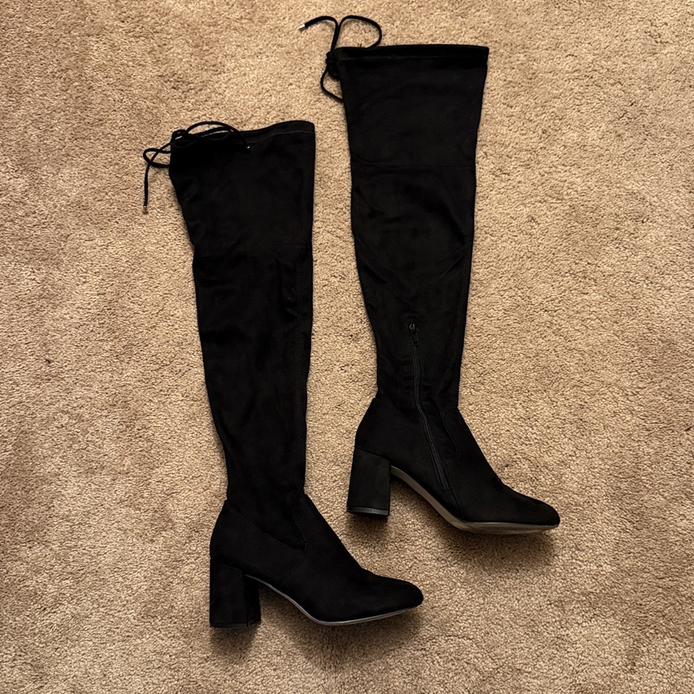 Steve Madden Osana Black Suede Over the Knee Boots Size 7.5 - Picture 5 of 16